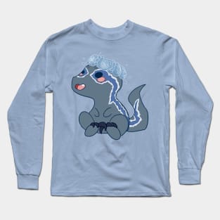 Chibi Blue with Blue Flowers Long Sleeve T-Shirt